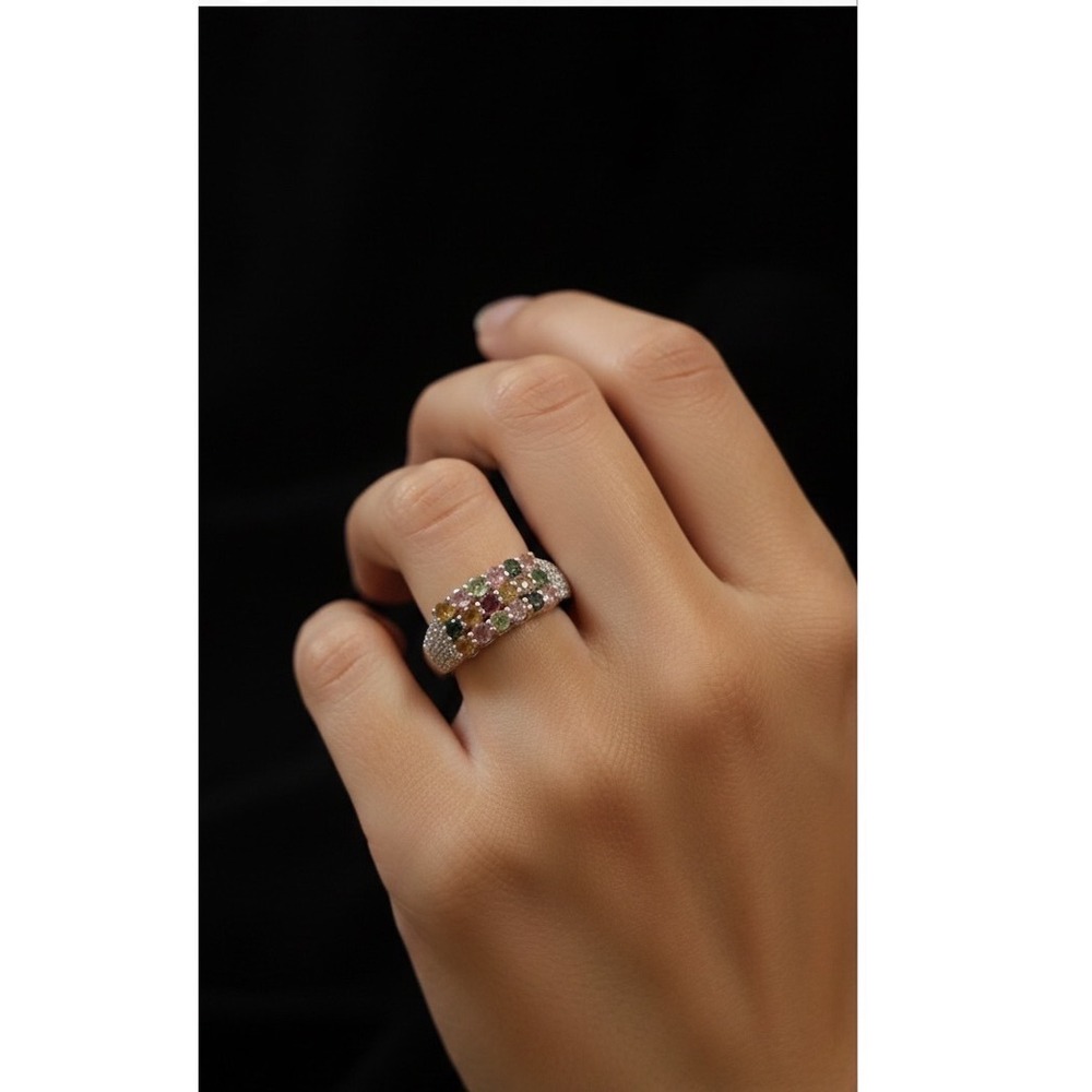 JTV Y 9.25 Sterling Silver Multi Stone Colorful Ring Size 7